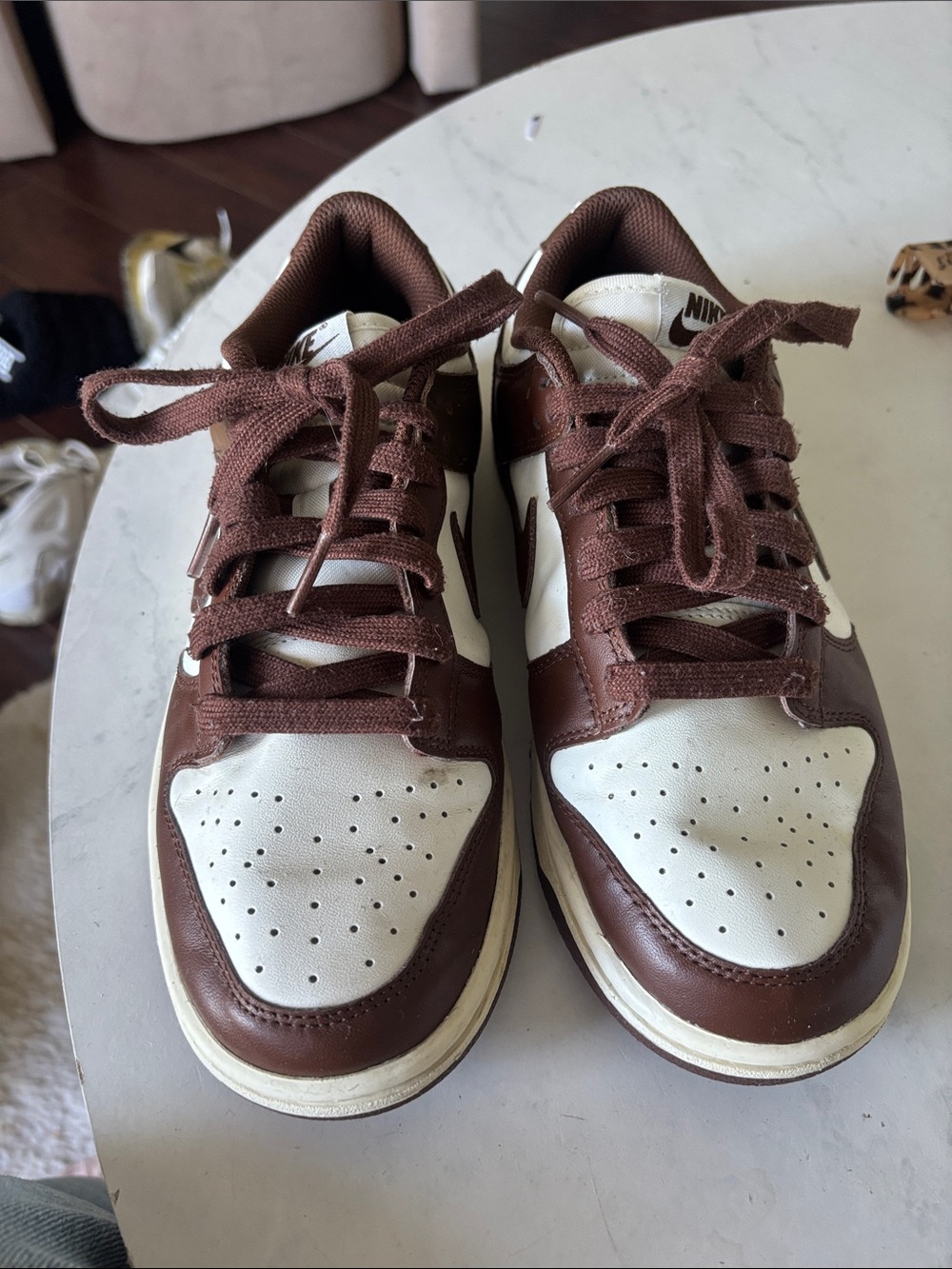 Nike Brown and White Low-Top Sneakers